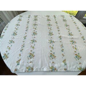 Vintage 70s floral curtains, green orange blue bouquet, for 1 pair or 1 panel